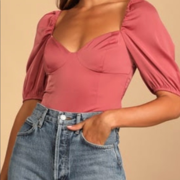 pink puff sleeve bodysuit - Picture 1 of 1